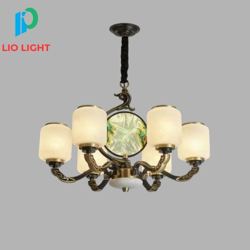 Đèn Chùm Đồng Chao Thủy Tinh Tân Cổ Điển Cao Cấp | Lio 6601