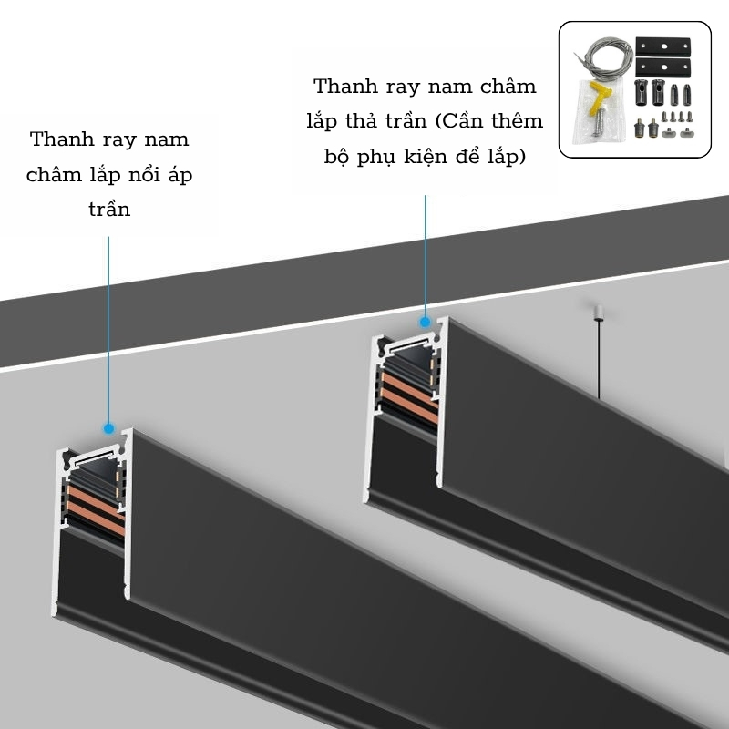 Cách lắp Thanh ray nam châm hệ nổi