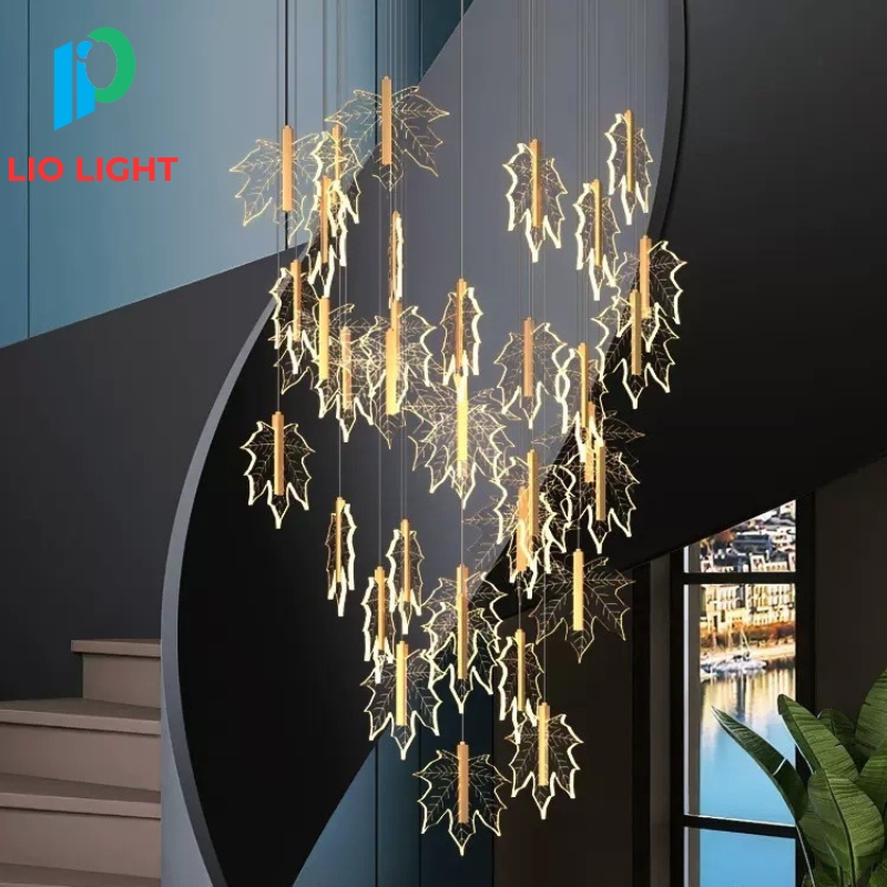 Đèn Thả Thông Tầng Cầu Thang Hình Lá Phong Sang Trọng | Lio TT907