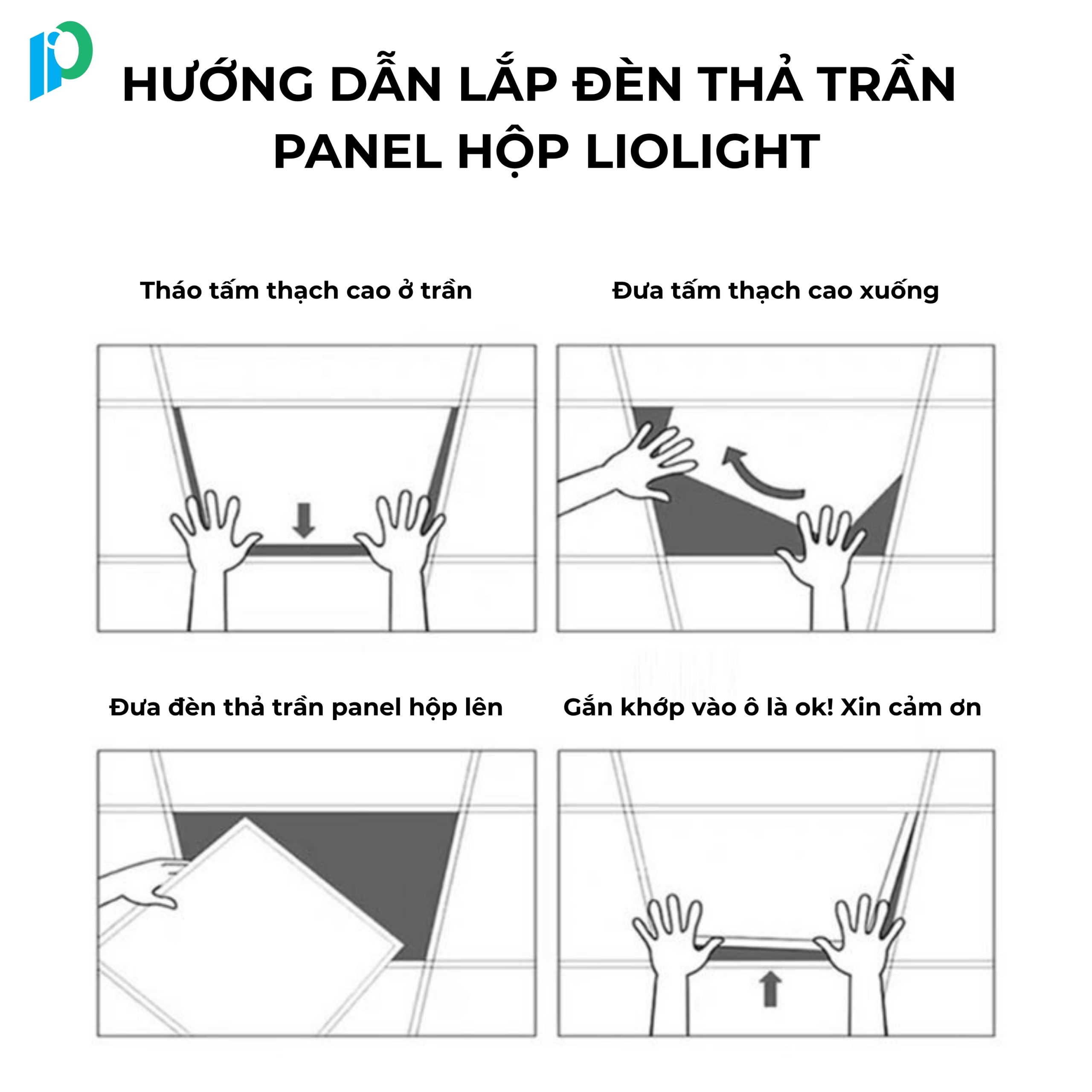 Các lắp đặt đèn panel thả trần